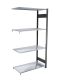 Fachbodenregal Stecksystem, Anbauregal, beidseitig nutzbar, H1800xB1000xT400 mm, 4 Fachböden, Fachlast 85 kg, schwarz / verzinkt