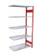 Fachbodenregal Stecksystem, Anbauregal, einseitig nutzbar, H2000xB750xT500 mm, 5 Fachböden, Fachlast 250 kg, RAL 3000 feuerrot / verzinkt