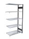 Fachbodenregal Stecksystem, Anbauregal, beidseitig nutzbar, H2000xB1300xT500 mm, 5 Fachböden, Fachlast 250 kg, schwarz / verzinkt