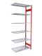 Fachbodenregal Stecksystem, Anbauregal, einseitig nutzbar, H2500xB1000xT300 mm, 6 Fachböden, Fachlast 85 kg, RAL 3000 feuerrot / verzinkt