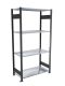 Fachbodenregal Stecksystem, Grundregal, beidseitig nutzbar, H1800xB750xT350 mm, 4 Fachböden, Fachlast 85 kg, schwarz / verzinkt