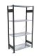Fachbodenregal Stecksystem, Grundregal, einseitig nutzbar, H1800xB1300xT500 mm, 4 Fachböden, Fachlast 150 kg, schwarz / verzinkt