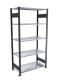 Fachbodenregal Stecksystem, Grundregal, beidseitig nutzbar, H2300xB1000xT300 mm, 5 Fachböden, Fachlast 85 kg, schwarz / verzinkt