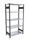 Fachbodenregal Stecksystem, Grundregal, einseitig nutzbar, H2000xB1300xT500 mm, 5 Fachböden, Fachlast 150 kg, schwarz / verzinkt