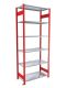 Fachbodenregal Stecksystem, Grundregal, einseitig nutzbar, H2500xB1000xT400 mm, 6 Fachböden, Fachlast 250 kg, RAL 3000 feuerrot / verzinkt