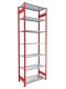 Fachbodenregal Stecksystem, Grundregal, beidseitig nutzbar, H3000xB1000xT300 mm, 7 Fachböden, Fachlast 250 kg, RAL 3000 feuerrot / verzinkt