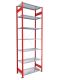 Fachbodenregal Stecksystem, Grundregal, einseitig nutzbar, H3000xB1000xT600 mm, 7 Fachböden, Fachlast 85 kg, RAL 3000 feuerrot / verzinkt