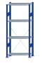 Fachbodenregal Stecksystem, Grundregal, einseitig nutzbar, H1800xB750xT300, 4 Fachböden, Fachlast 85kg, RAL 5010 enzianblau / verzinkt
