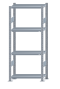 Fachbodenregal Stecksystem, Grundregal, beidseitig nutzbar, H1800xB750xT300, 4 Fachböden, Fachlast 250kg, sendzimirverzinkt