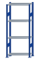 Fachbodenregal Stecksystem, Grundregal, beidseitig nutzbar, H1800xB750xT300, 4 Fachböden, Fachlast 150kg, RAL 5010 enzianblau / verzinkt