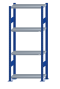 Fachbodenregal Stecksystem, Grundregal, beidseitig nutzbar, H1800xB750xT300, 4 Fachböden, Fachlast 250kg, RAL 5010 enzianblau / verzinkt
