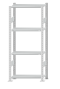 Fachbodenregal Stecksystem, Grundregal, beidseitig nutzbar, H1800xB750xT300, 4 Fachböden, Fachlast 150kg, RAL 7035 lichtgrau