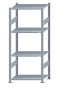 Fachbodenregal Stecksystem, Grundregal, beidseitig nutzbar, H1800xB750xT500, 4 Fachböden, Fachlast 150kg, sendzimirverzinkt