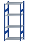 Fachbodenregal Stecksystem, Grundregal, beidseitig nutzbar, H1800xB750xT500, 4 Fachböden, Fachlast 150kg, RAL 5010 enzianblau / verzinkt