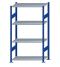 Fachbodenregal Stecksystem, Grundregal, beidseitig nutzbar, H1800xB1000xT500, 4 Fachböden, Fachlast 150kg, RAL 5010 enzianblau / verzinkt