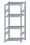 Fachbodenregal Stecksystem, Grundregal, beidseitig nutzbar, H1800xB750xT600, 4 Fachböden, Fachlast 150kg, sendzimirverzinkt