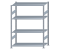 Fachbodenregal Stecksystem, Grundregal, beidseitig nutzbar, H1800xB1300xT600, 4 Fachböden, Fachlast 150kg, sendzimirverzinkt