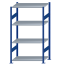 Fachbodenregal Stecksystem, Grundregal, beidseitig nutzbar, H1800xB1000xT600, 4 Fachböden, Fachlast 85kg, RAL 5010 enzianblau / verzinkt