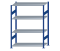 Fachbodenregal Stecksystem, Grundregal, beidseitig nutzbar, H1800xB1300xT600, 4 Fachböden, Fachlast 150kg, RAL 5010 enzianblau / verzinkt