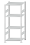 Fachbodenregal Stecksystem, Grundregal, beidseitig nutzbar, H1800xB750xT600, 4 Fachböden, Fachlast 150kg, RAL 7035 lichtgrau