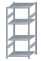 Fachbodenregal Stecksystem, Grundregal, beidseitig nutzbar, H1800xB750xT800, 4 Fachböden, Fachlast 150kg, sendzimirverzinkt