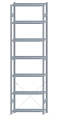 Fachbodenregal Stecksystem, Grundregal, einseitig nutzbar, H3500xB1000xT300, 7 Fachböden, Fachlast 330kg, sendzimirverzinkt