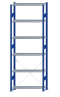 Fachbodenregal Stecksystem, Grundregal, einseitig nutzbar, H2750xB1000xT300, 6 Fachböden, Fachlast 150kg, RAL 5010 enzianblau / verzinkt