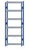 Fachbodenregal Stecksystem, Grundregal, einseitig nutzbar, H2750xB1000xT300, 6 Fachböden, Fachlast 250kg, RAL 5010 enzianblau / verzinkt