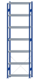 Fachbodenregal Stecksystem, Grundregal, einseitig nutzbar, H3500xB1000xT300, 7 Fachböden, Fachlast 250kg, RAL 5010 enzianblau / verzinkt