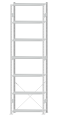 Fachbodenregal Stecksystem, Grundregal, einseitig nutzbar, H3500xB1000xT300, 7 Fachböden, Fachlast 150kg, RAL 7035 lichtgrau