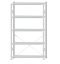 Fachbodenregal Stecksystem, Grundregal, einseitig nutzbar, H2300xB1300xT300, 5 Fachböden, Fachlast 250kg, RAL 7035 lichtgrau