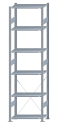 Fachbodenregal Stecksystem, Grundregal, einseitig nutzbar, H2750xB750xT400, 6 Fachböden, Fachlast 150kg, sendzimirverzinkt