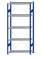 Fachbodenregal Stecksystem, Grundregal, einseitig nutzbar, H2300xB1000xT400, 5 Fachböden, Fachlast 85kg, RAL 5010 enzianblau / verzinkt