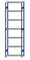 Fachbodenregal Stecksystem, Grundregal, einseitig nutzbar, H3500xB1000xT400, 7 Fachböden, Fachlast 150kg, RAL 5010 enzianblau / verzinkt