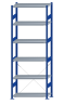 Fachbodenregal Stecksystem, Grundregal, einseitig nutzbar, H2750xB1000xT400, 6 Fachböden, Fachlast 330kg, RAL 5010 enzianblau / verzinkt