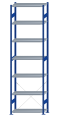 Fachbodenregal Stecksystem, Grundregal, einseitig nutzbar, H3500xB1000xT400, 7 Fachböden, Fachlast 330kg, RAL 5010 enzianblau / verzinkt
