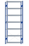 Fachbodenregal Stecksystem, Grundregal, einseitig nutzbar, H3500xB1300xT400, 7 Fachböden, Fachlast 150kg, RAL 5010 enzianblau / verzinkt