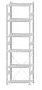 Fachbodenregal Stecksystem, Grundregal, einseitig nutzbar, H2750xB750xT400, 6 Fachböden, Fachlast 250kg, RAL 7035 lichtgrau