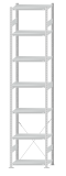 Fachbodenregal Stecksystem, Grundregal, einseitig nutzbar, H3500xB750xT400, 7 Fachböden, Fachlast 250kg, RAL 7035 lichtgrau