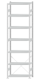 Fachbodenregal Stecksystem, Grundregal, einseitig nutzbar, H3500xB1000xT400, 7 Fachböden, Fachlast 250kg, RAL 7035 lichtgrau