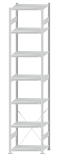 Fachbodenregal Stecksystem, Grundregal, einseitig nutzbar, H3500xB750xT500, 7 Fachböden, Fachlast 250kg, RAL 7035 lichtgrau