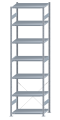 Fachbodenregal Stecksystem, Grundregal, einseitig nutzbar, H3500xB1000xT600, 7 Fachböden, Fachlast 330kg, sendzimirverzinkt
