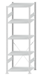 Fachbodenregal Stecksystem, Grundregal, einseitig nutzbar, H2300xB750xT600, 5 Fachböden, Fachlast 150kg, RAL 7035 lichtgrau