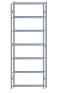 Fachbodenregal Stecksystem, Grundregal, beidseitig nutzbar, H3500xB1300xT300, 7 Fachböden, Fachlast 85kg, sendzimirverzinkt