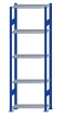 Fachbodenregal Stecksystem, Grundregal, beidseitig nutzbar, H2300xB750xT300, 5 Fachböden, Fachlast 85kg, RAL 5010 enzianblau / verzinkt