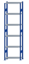 Fachbodenregal Stecksystem, Grundregal, beidseitig nutzbar, H2750xB750xT300, 6 Fachböden, Fachlast 85kg, RAL 5010 enzianblau / verzinkt