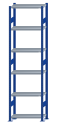 Fachbodenregal Stecksystem, Grundregal, beidseitig nutzbar, H2750xB750xT300, 6 Fachböden, Fachlast 250kg, RAL 5010 enzianblau / verzinkt
