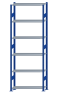 Fachbodenregal Stecksystem, Grundregal, beidseitig nutzbar, H2750xB1000xT300, 6 Fachböden, Fachlast 85kg, RAL 5010 enzianblau / verzinkt