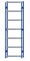 Fachbodenregal Stecksystem, Grundregal, beidseitig nutzbar, H3500xB1000xT300, 7 Fachböden, Fachlast 150kg, RAL 5010 enzianblau / verzinkt