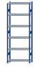Fachbodenregal Stecksystem, Grundregal, beidseitig nutzbar, H2750xB1000xT300, 6 Fachböden, Fachlast 250kg, RAL 5010 enzianblau / verzinkt